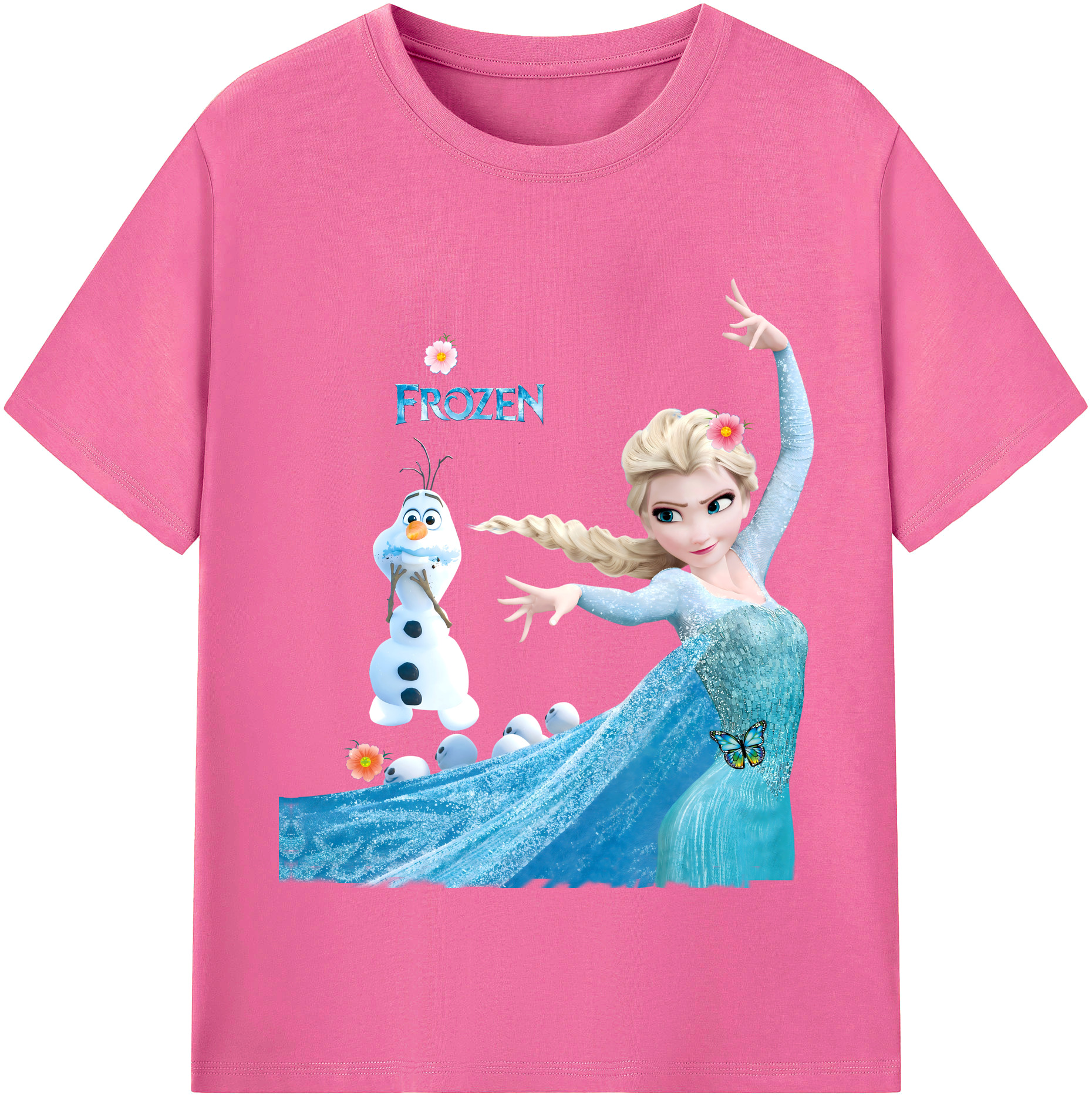 （画像用） アナと雪の女王 アンナ エルサ Frozen Anna Elsa レディースカジュアルプリントTシャツ（綿100％）